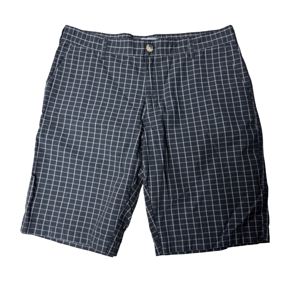 Method Mens Plaid Shorts‎ Grey White Flat Front Cotton Casual Size 38